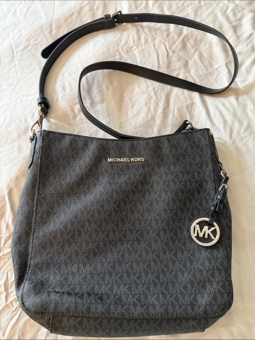 Michael Kors Black Signature MK Logo Shoulder Bag